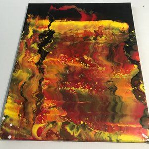 Acrylic fluid pour painting, swipe technique.